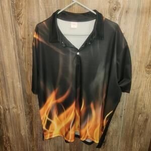 HOO Shop Polo Shirt Size 2XL "Flicker Flames" Rally Party Fire Dart Jersey Poly